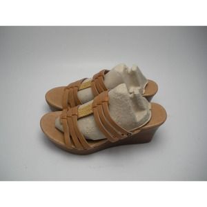 UGG Mattie Women Brown Leather Weave Wedge Slides FD1116A Sandals Shoes Size 7